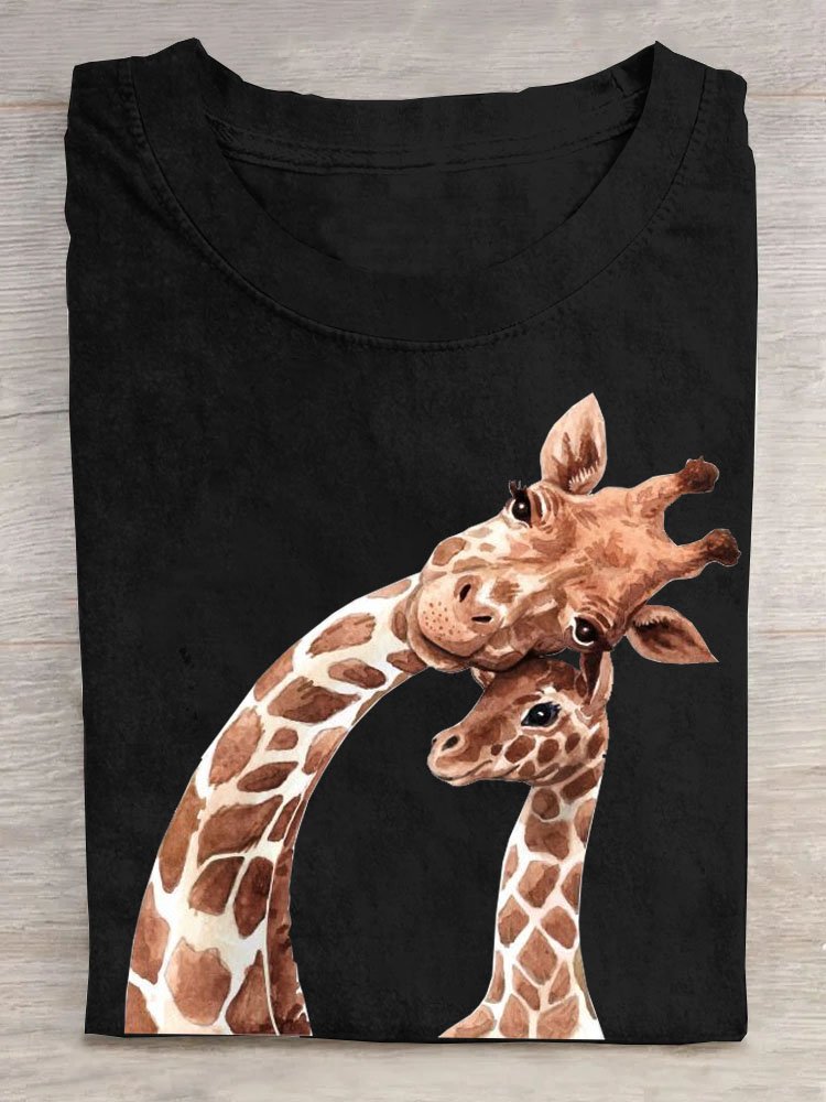 Giraffe Lässig Baumwolle T-Shirt