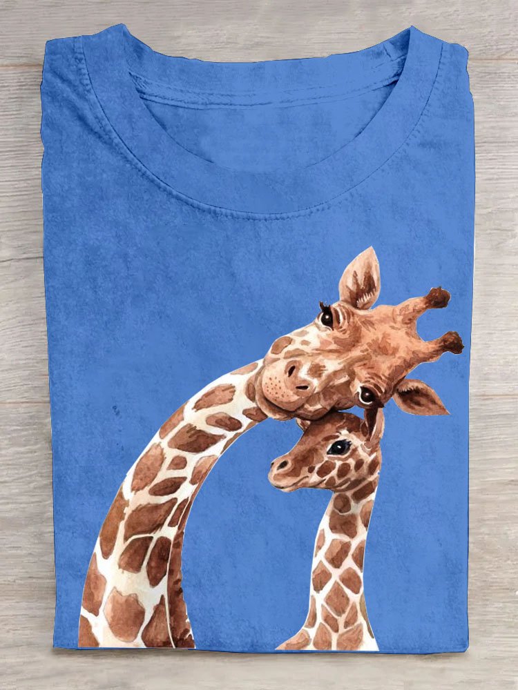 Giraffe Lässig Baumwolle T-Shirt