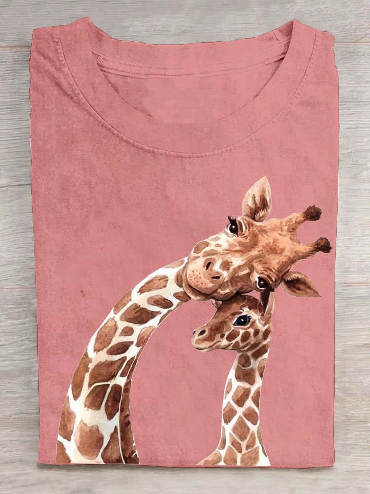 Giraffe Lässig Baumwolle T-Shirt