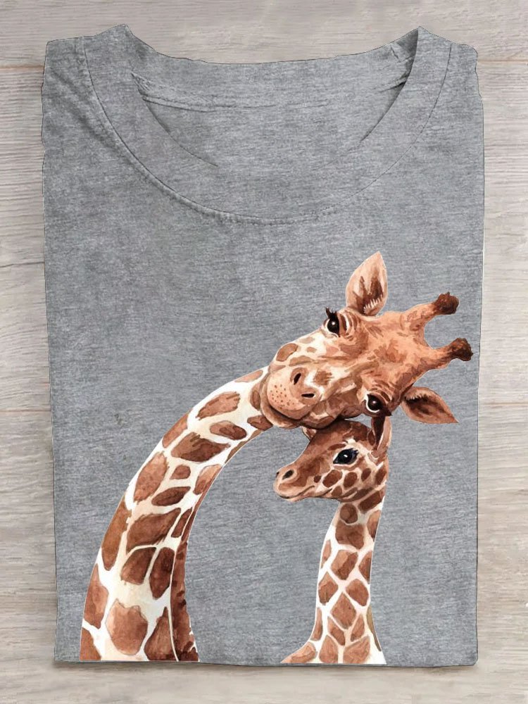Giraffe Lässig Baumwolle T-Shirt