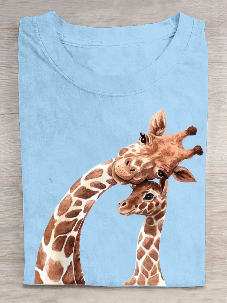 Giraffe Lässig Baumwolle T-Shirt