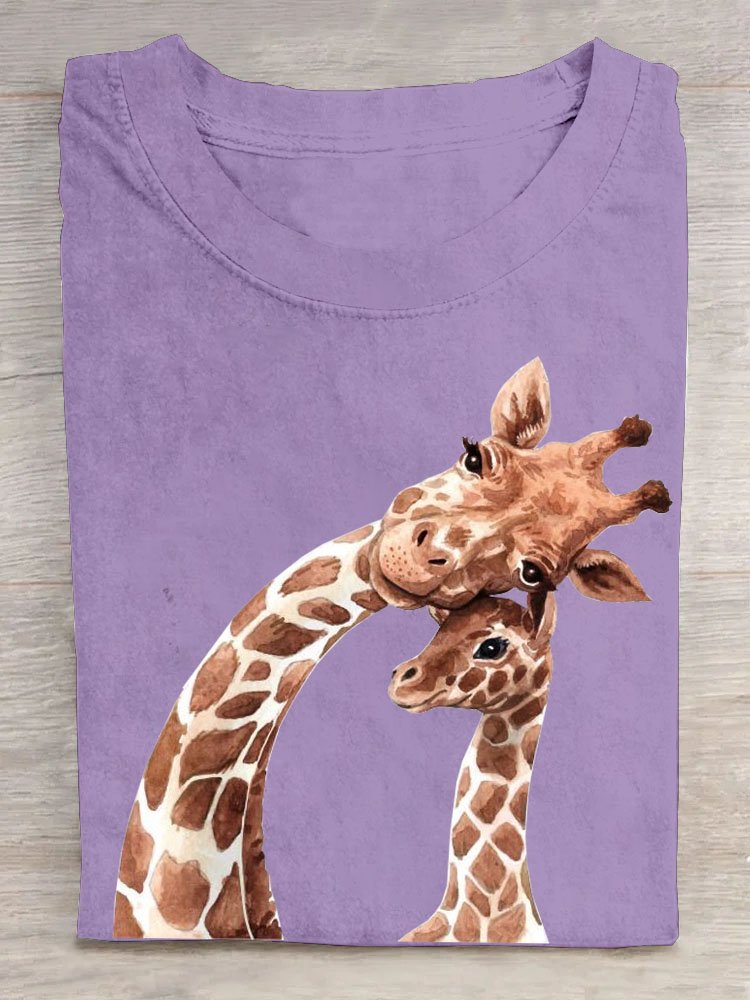 Giraffe Lässig Baumwolle T-Shirt