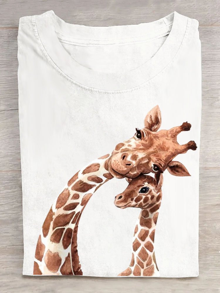 Giraffe Lässig Baumwolle T-Shirt