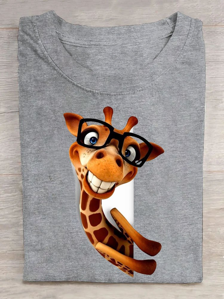 Giraffe Print Lässig T-Shirt