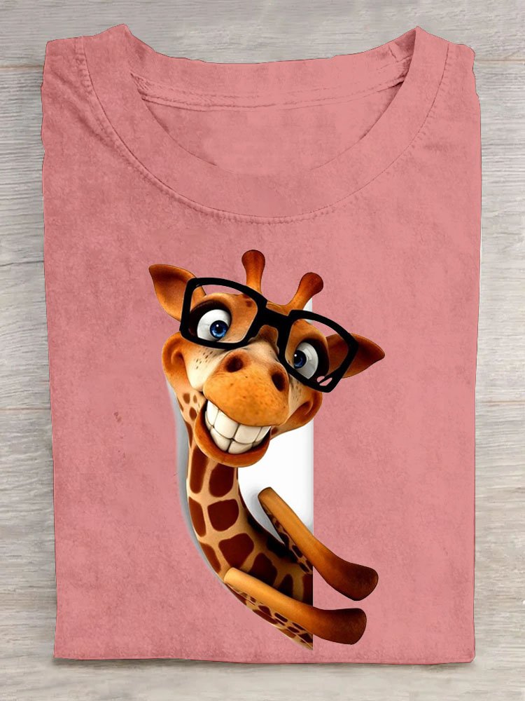 Giraffe Print Lässig T-Shirt