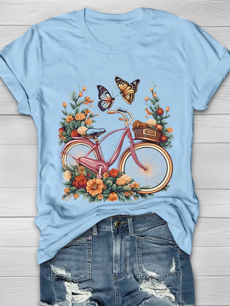 Geblümt Lässig Weit T-Shirt