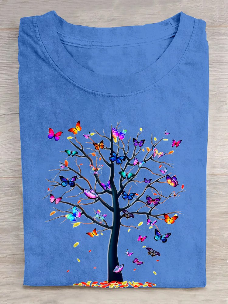 Weit Baum Rundhals Lässig T-Shirt