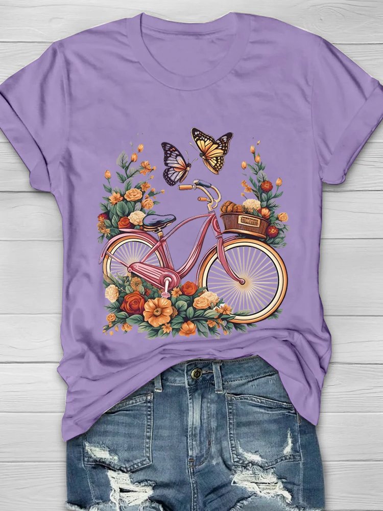 Geblümt Lässig Weit T-Shirt