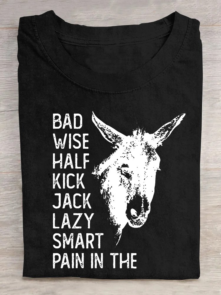 Baumwolle Weit Rundhals Lässig T-Shirt