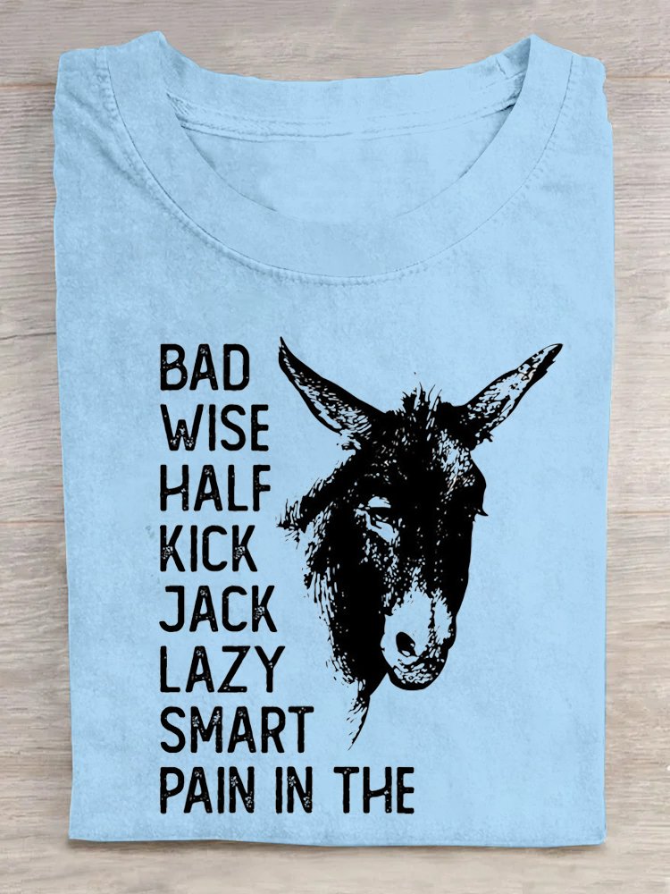 Baumwolle Weit Rundhals Lässig T-Shirt
