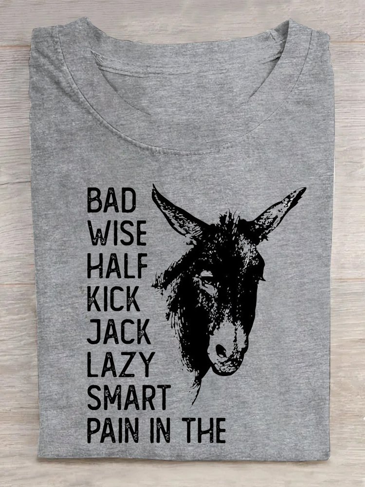 Baumwolle Weit Rundhals Lässig T-Shirt