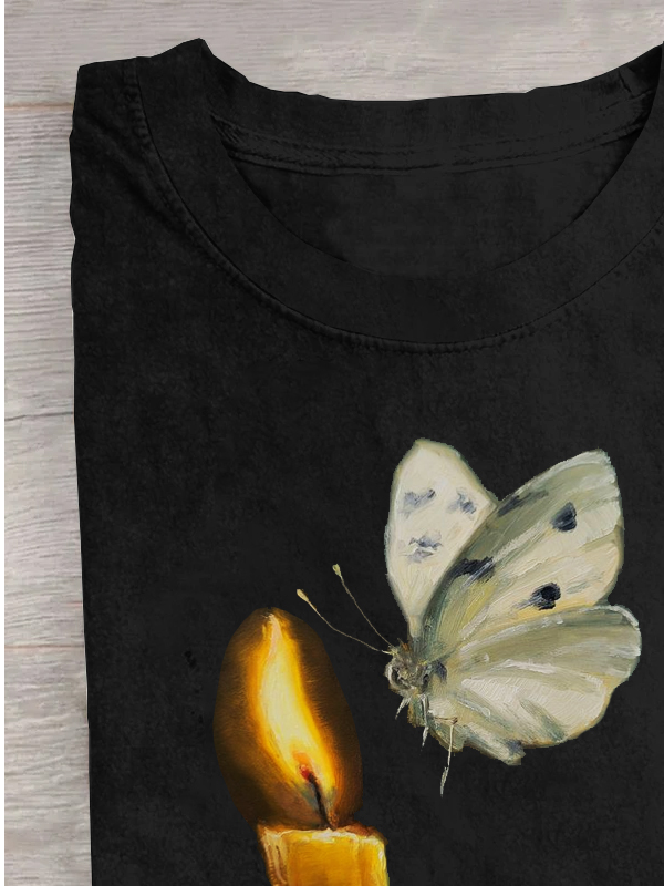 Rundhals Lässig Abstrakt Weit T-Shirt