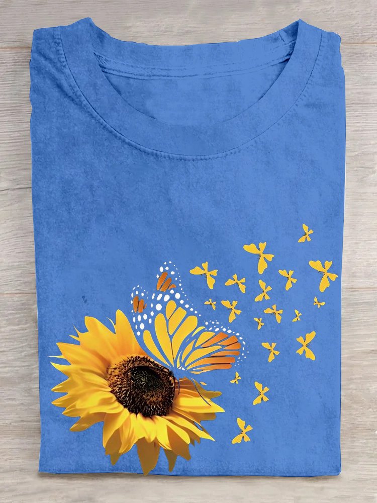 Lässig Rundhals Gänseblümchen Weit T-Shirt