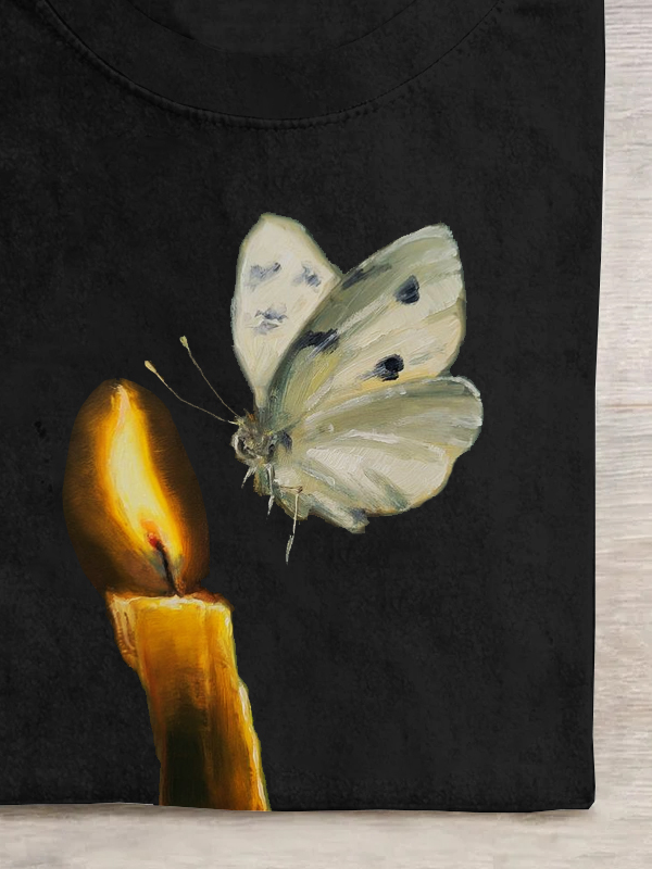 Rundhals Lässig Abstrakt Weit T-Shirt
