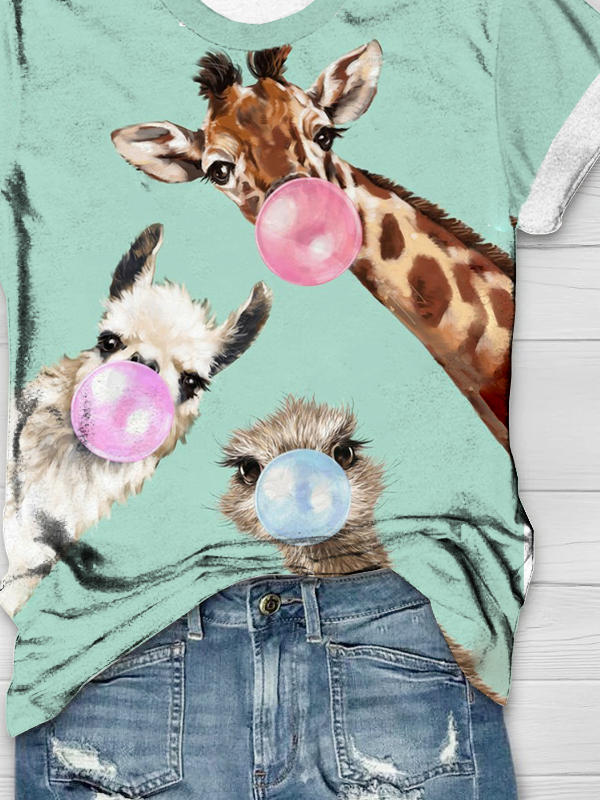 Weit Hirsch Rundhals Lässig T-Shirt