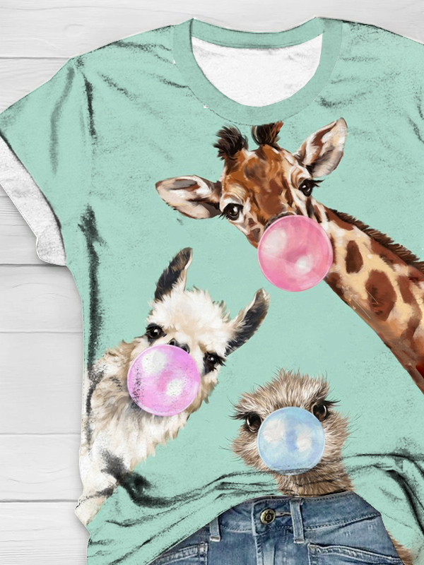 Weit Hirsch Rundhals Lässig T-Shirt