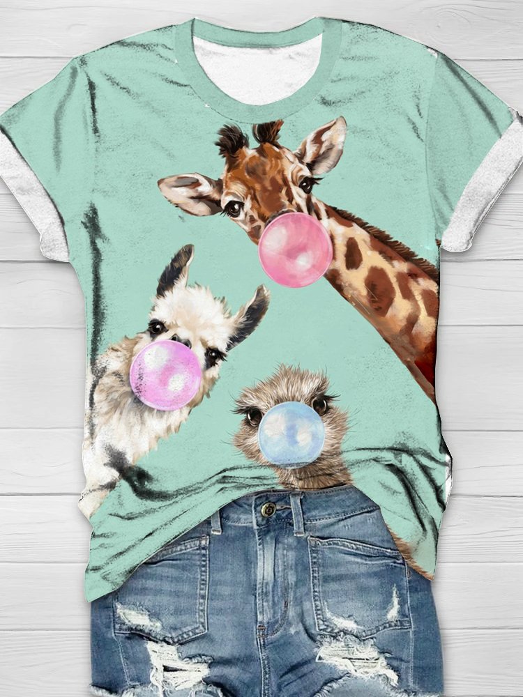 Weit Hirsch Rundhals Lässig T-Shirt