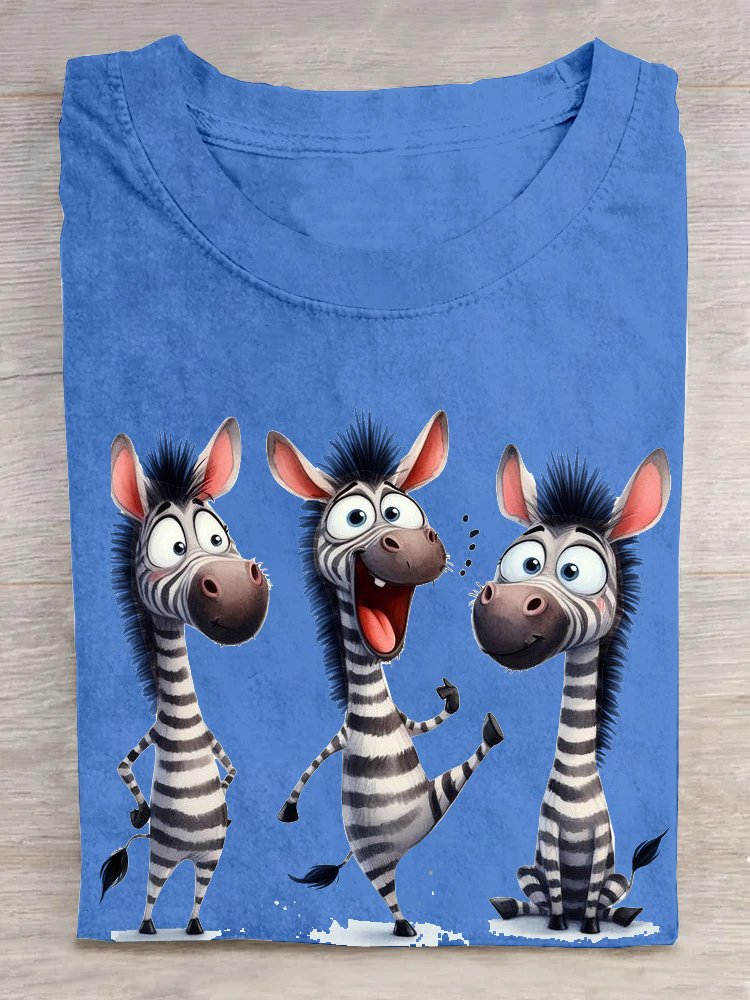 Baumwolle Weit Zebra Lässig T-Shirt