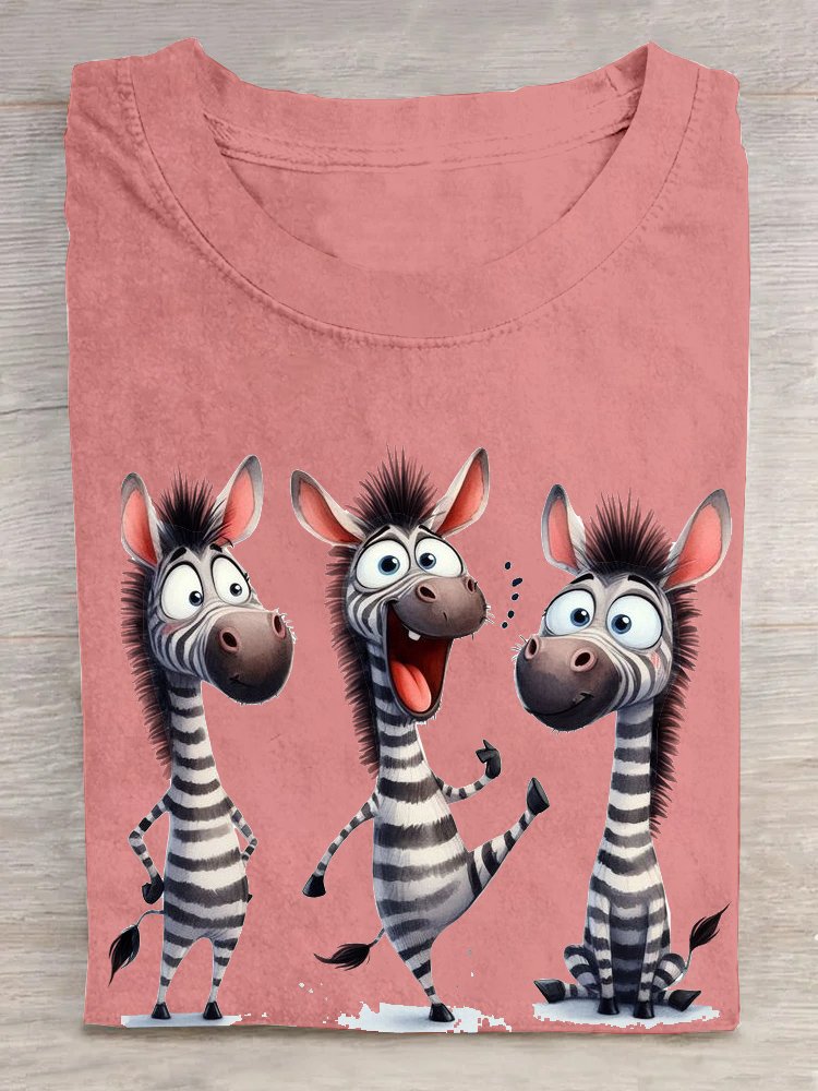 Baumwolle Weit Zebra Lässig T-Shirt