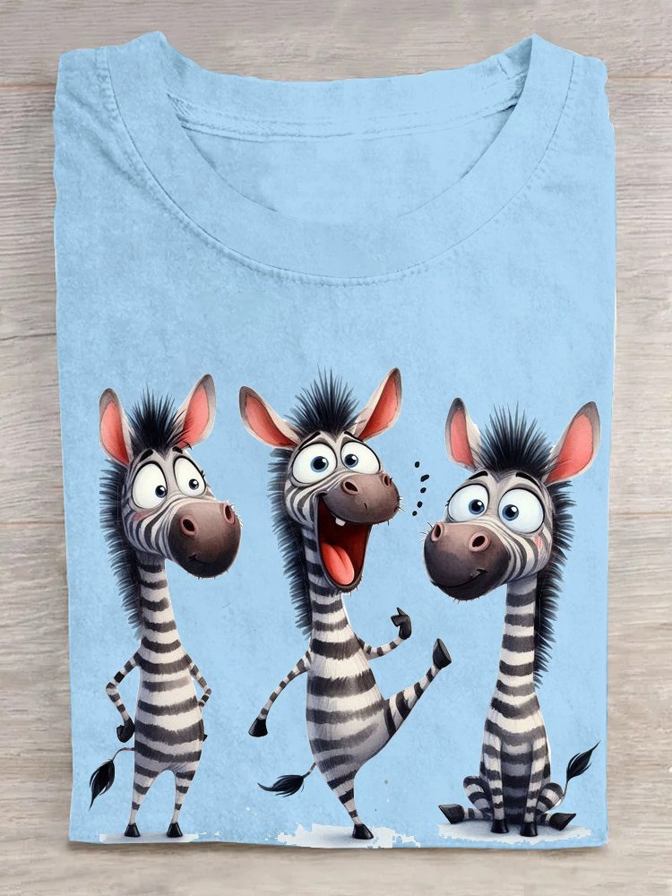 Baumwolle Weit Zebra Lässig T-Shirt