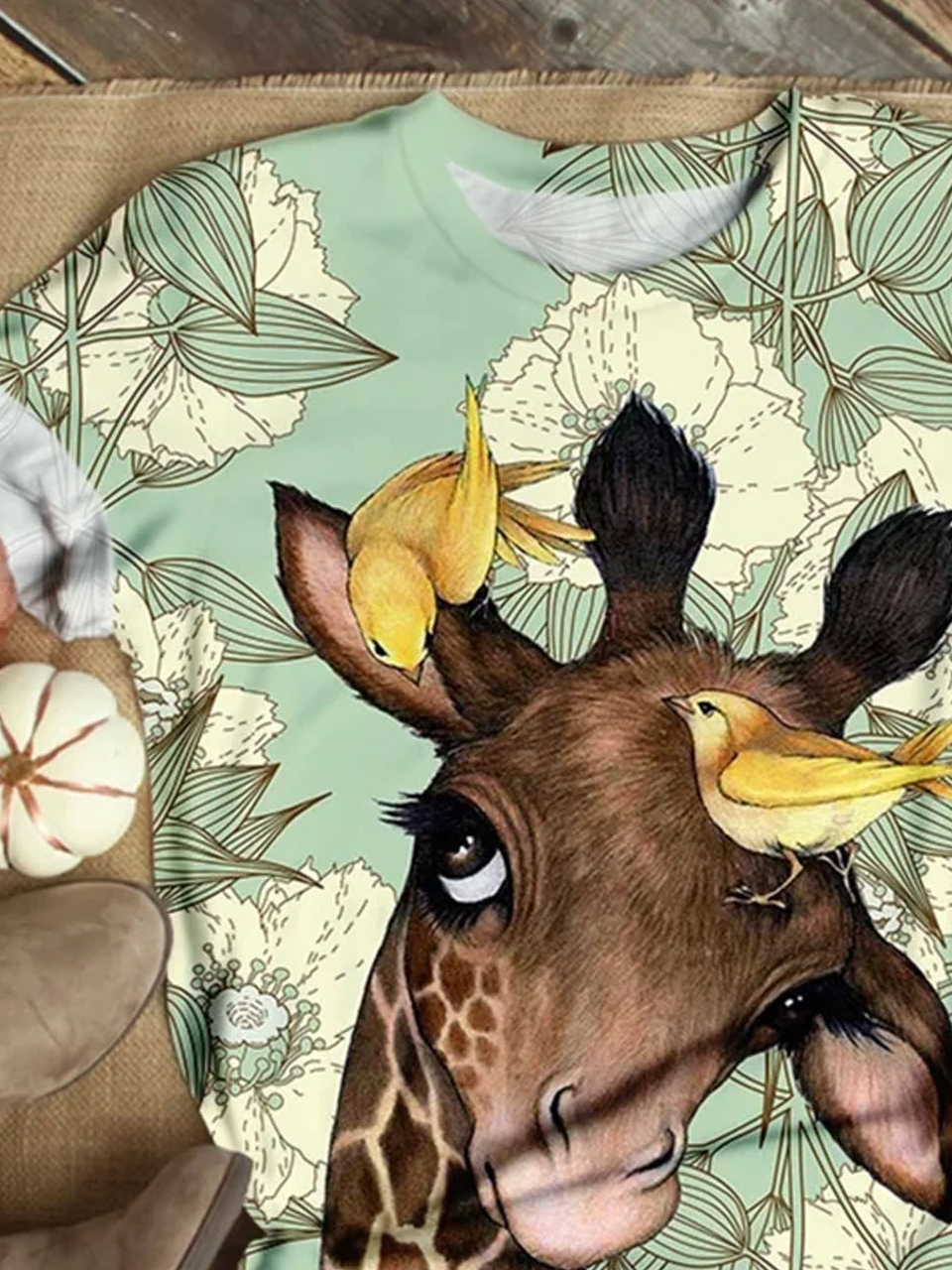 Giraffe Print Rundhals Kurz Ärmeln Lässig T-Shirt