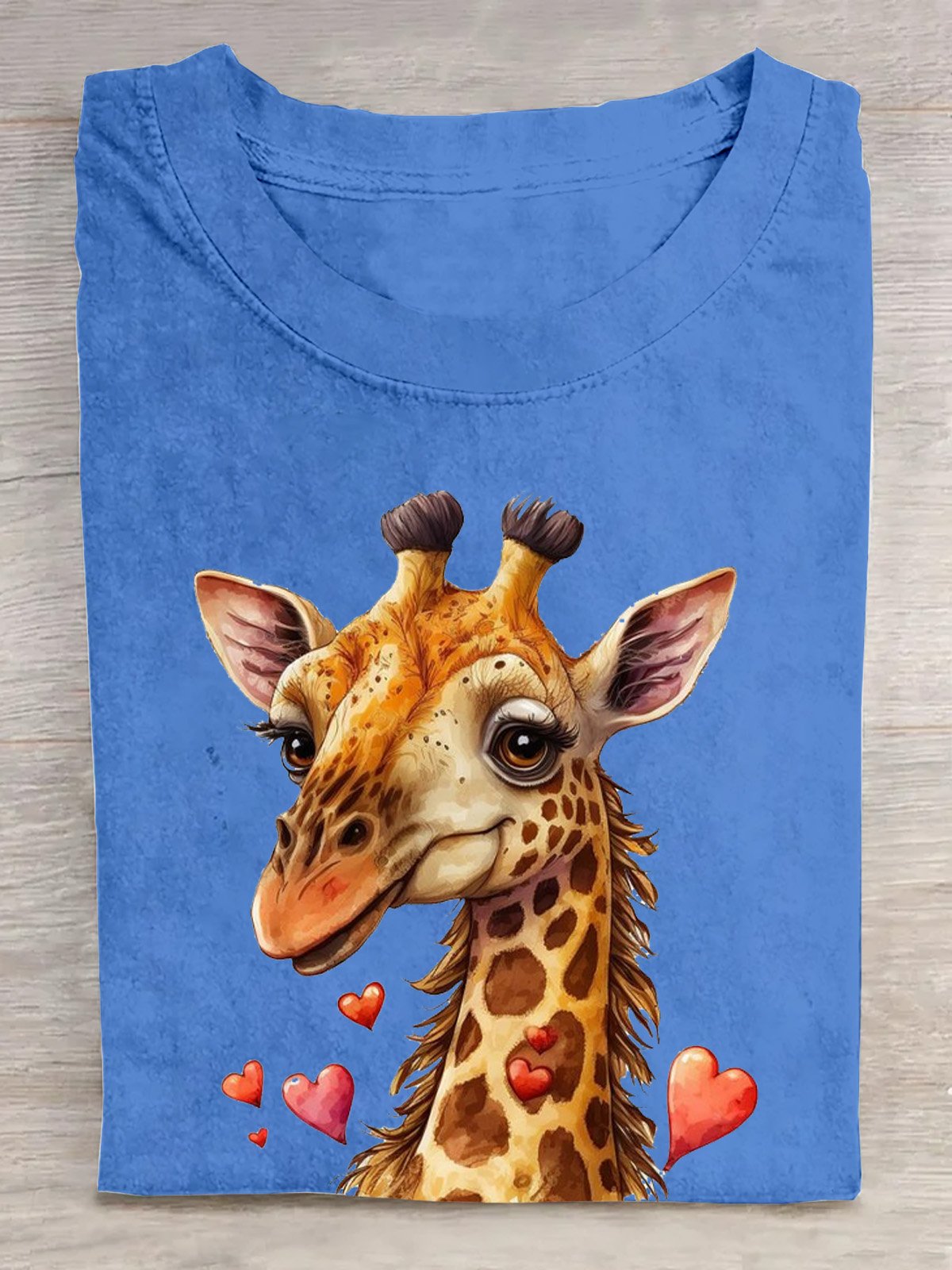 Giraffe Baumwolle Rundhals Lässig T-Shirt