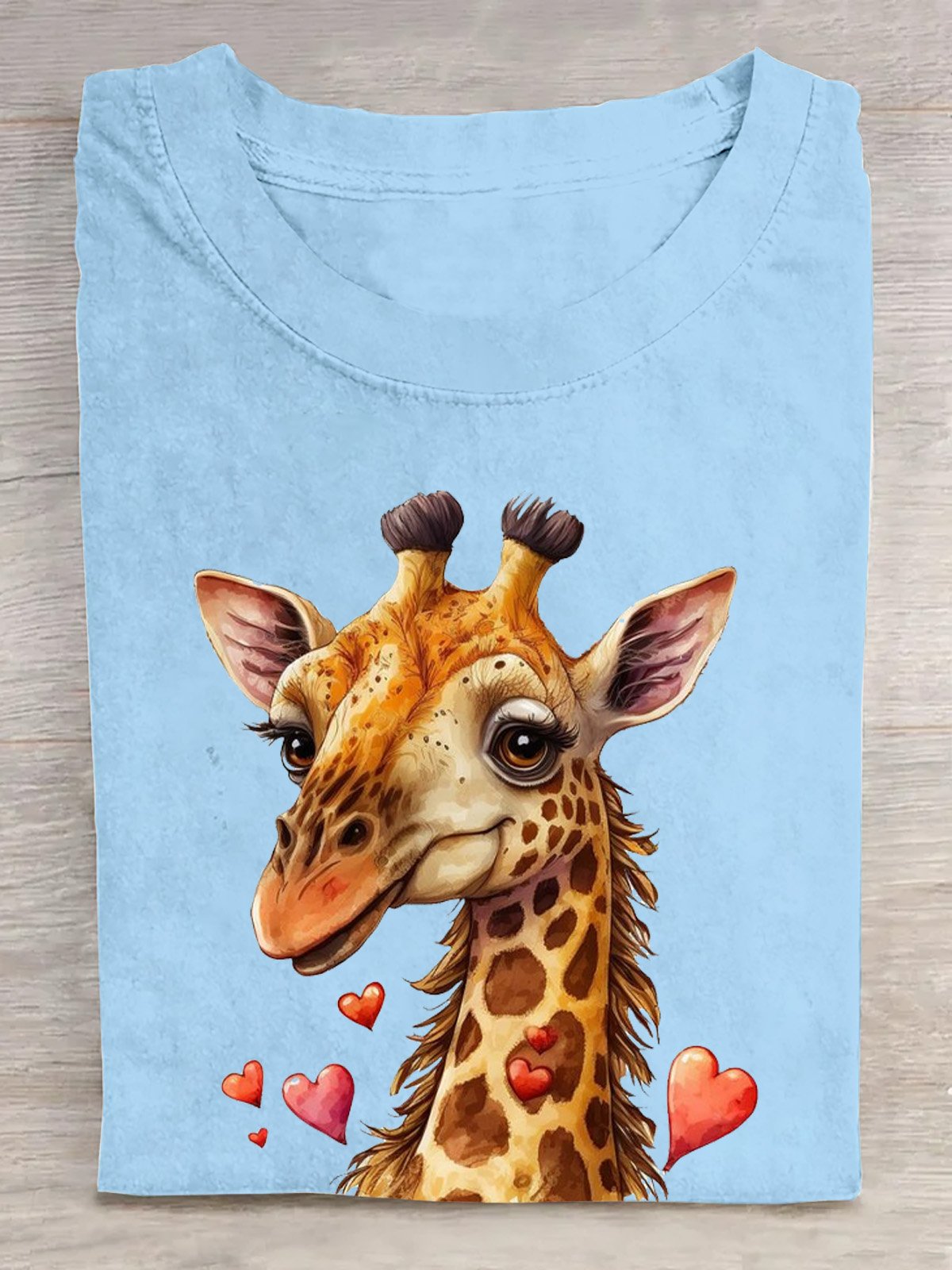 Giraffe Baumwolle Rundhals Lässig T-Shirt