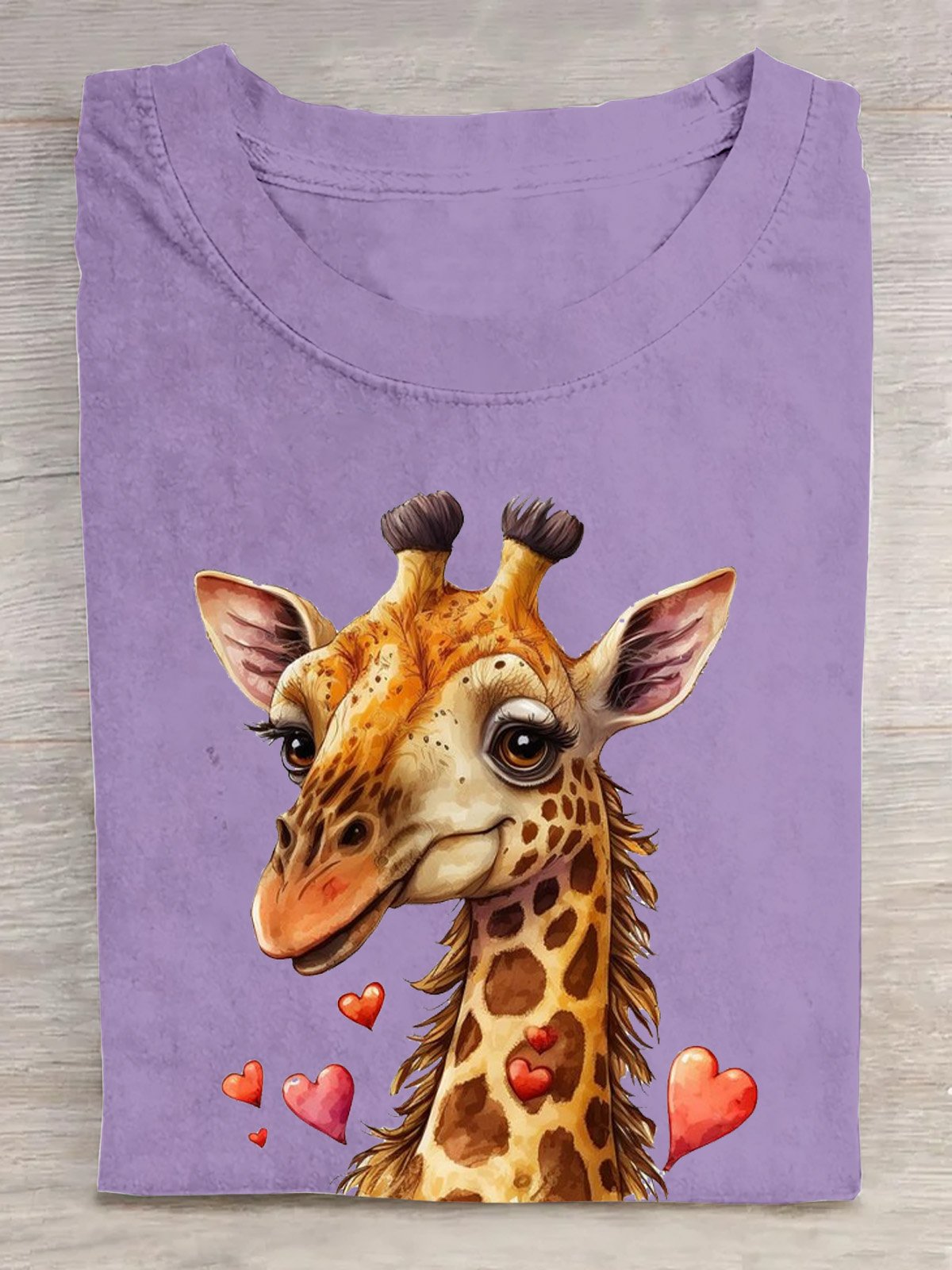 Giraffe Baumwolle Rundhals Lässig T-Shirt