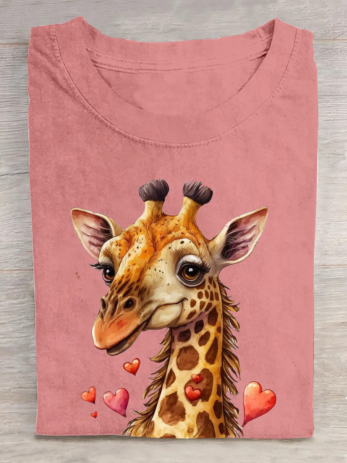 Giraffe Baumwolle Rundhals Lässig T-Shirt