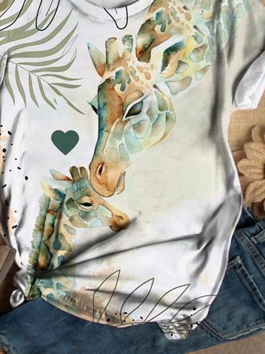 Lässig Hirsch Rundhals T-Shirt