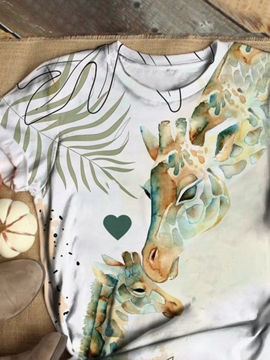 Lässig Hirsch Rundhals T-Shirt
