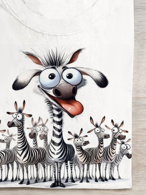 Lustig Zebra Rundhals Kurzarm Lässig T-Shirt