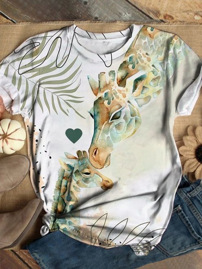 Lässig Hirsch Rundhals T-Shirt