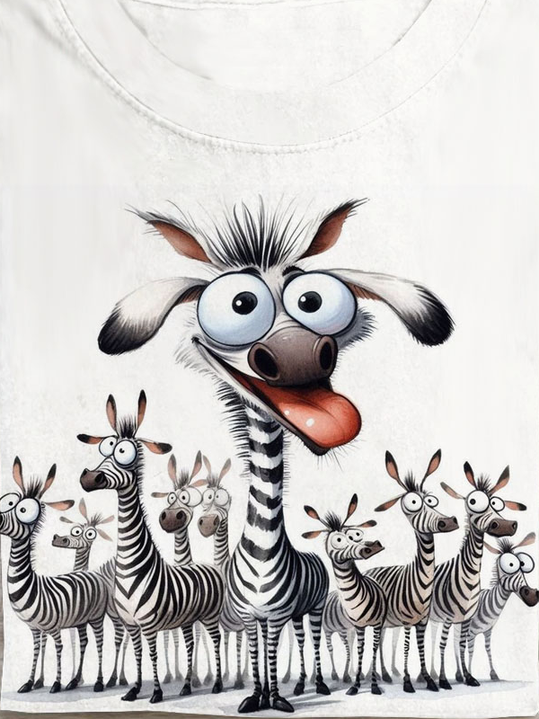 Lustig Zebra Rundhals Kurzarm Lässig T-Shirt