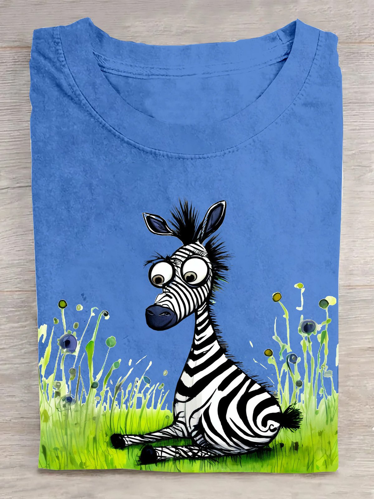 Baumwolle Lässig Zebra Rundhals T-Shirt