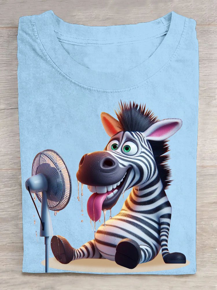 Lustig Zebra Print Rundhals Lässig T-Shirt