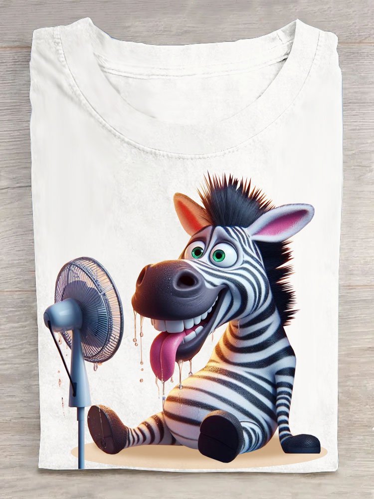 Lustig Zebra Print Rundhals Lässig T-Shirt