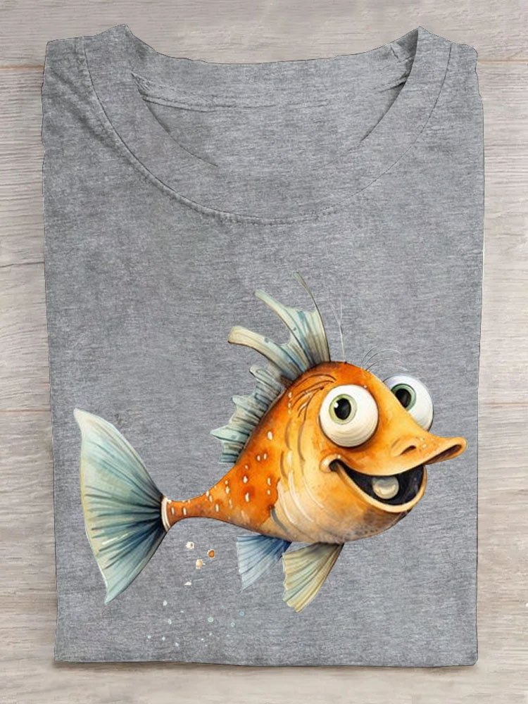 Fisch Print Lässig T-Shirt