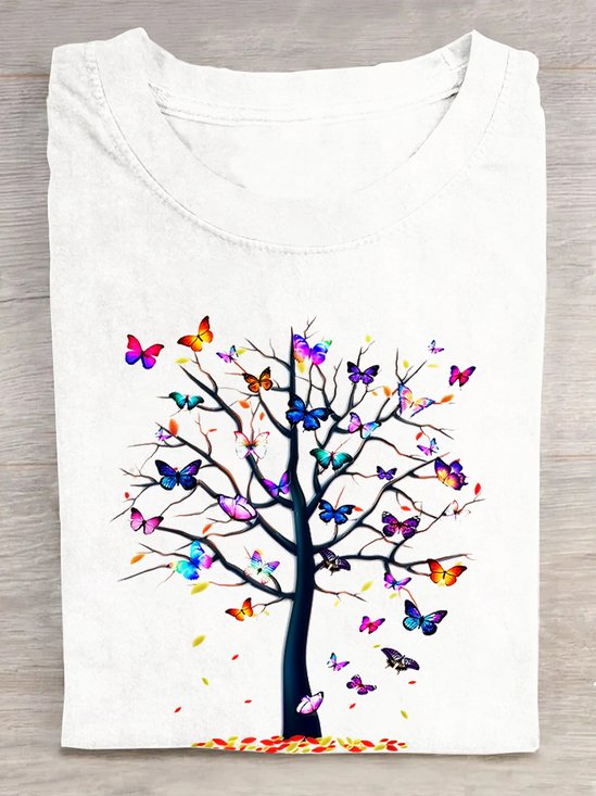 Weit Baum Rundhals Lässig T-Shirt