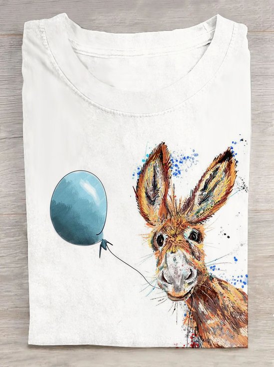 Lustig Pferd Weit Rundhals T-Shirt