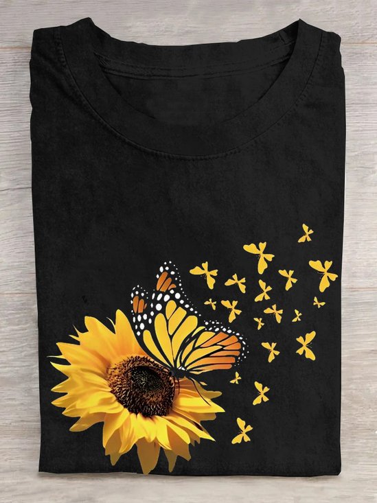 Lässig Rundhals Gänseblümchen Weit T-Shirt