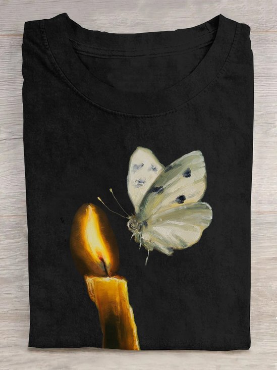 Rundhals Lässig Abstrakt Weit T-Shirt