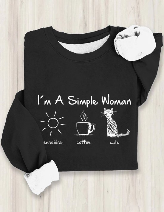 Baumwolle Textbriefe Lässig Weit Sweatshirt