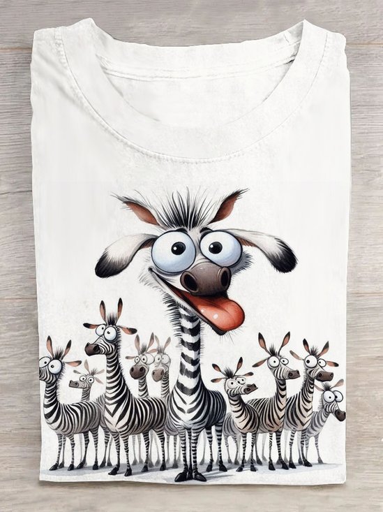 Lustig Zebra Rundhals Kurzarm Lässig T-Shirt