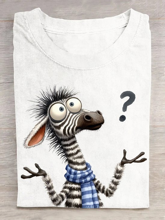 Weit Zebra Lässig Baumwolle T-Shirt