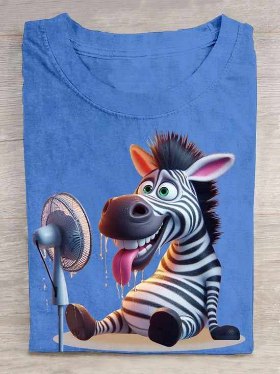 Lustig Zebra Print Rundhals Lässig T-Shirt