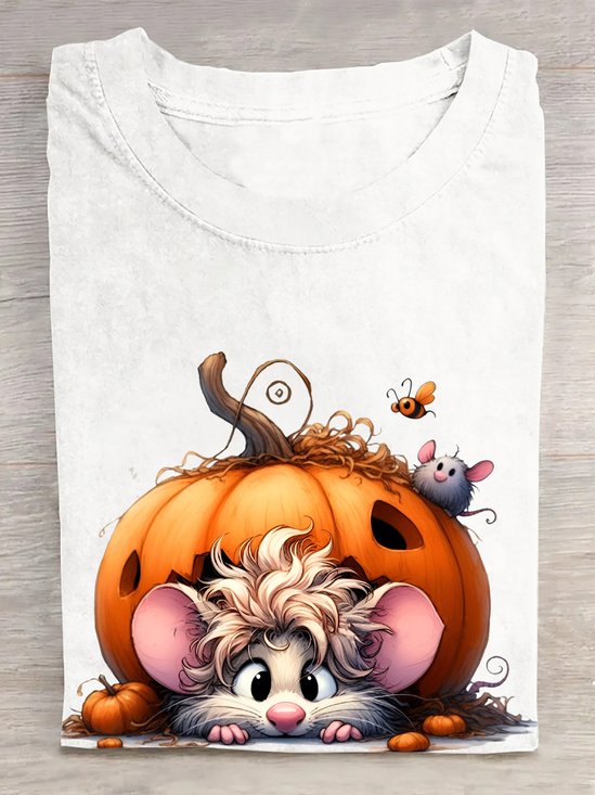 Halloween Lustig Maus Kürbis Baumwolle T-Shirt
