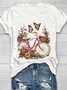 Geblümt Lässig Weit T-Shirt