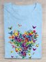 Weit Lässig Rundhals Schmetterling T-Shirt