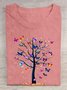 Weit Baum Rundhals Lässig T-Shirt